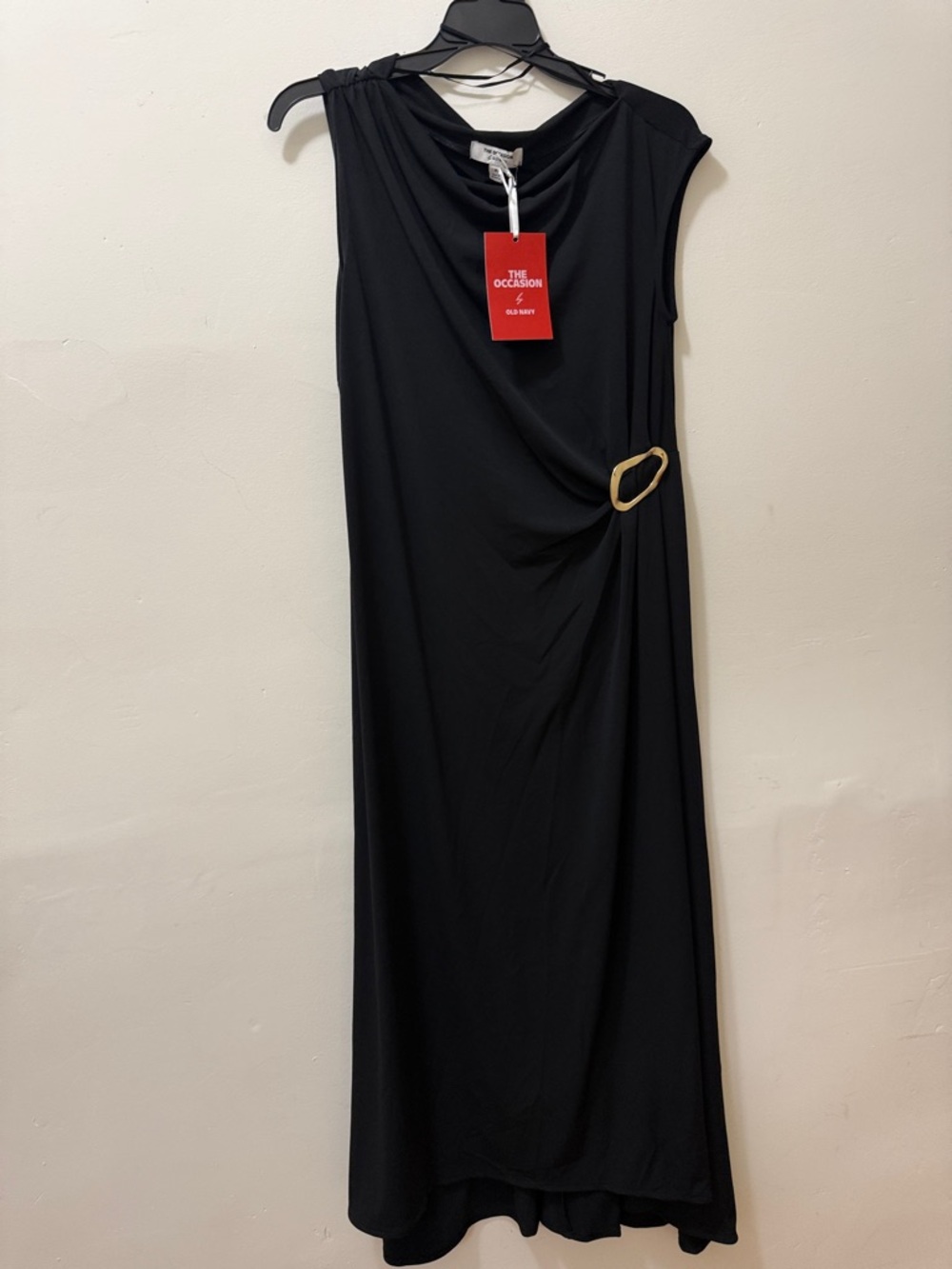 Old Navy Black Maxi Dress with Gold Accent Buckle